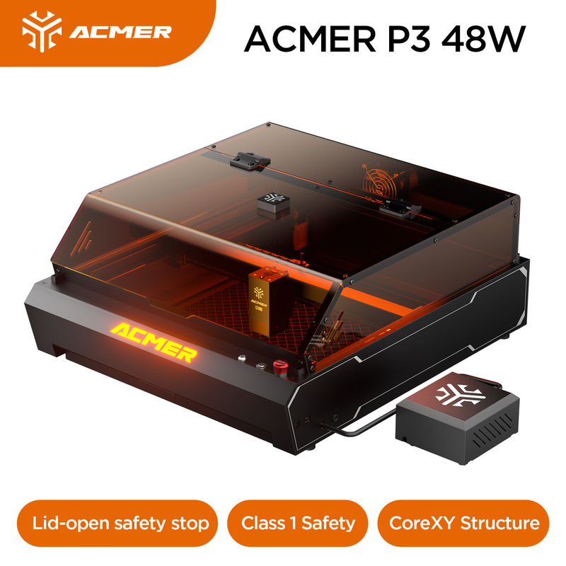 ACMER P3 48W лазерный гравер, 0,01 мм точный диодный лазерный резач для деревянного металла и некоторого темно-непрозрачного акрила