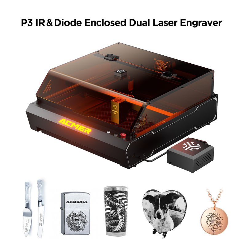 ACMER P3 96W CNC лазерный гравер высокоскоростной алюминиевый профиль фюзеляж 10000mw Диодный лазер USB/APP/TF метод связи