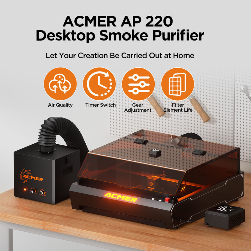 ACMER AP220 Очиститель дымового воздуха Тихий и универсальный лазерный гравировщик Аксессуары для труб